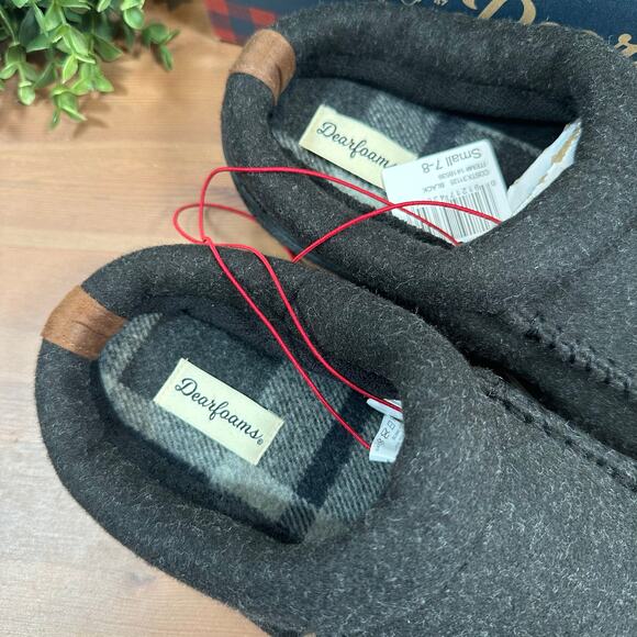 Dearfoams Men's Memory Foam Black Slippers Size S (7-8) - Picture 4 of 5